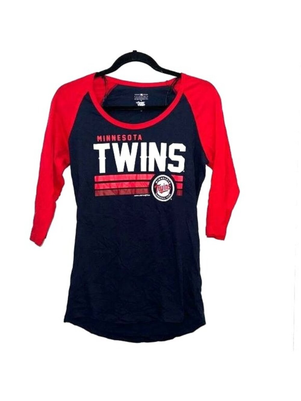 Minnesota Twins Baseball Raglan Shirt XS Red & Blue